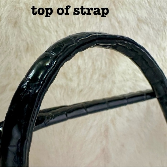 Vtg RODO M bag black patent croc mint condition Italy designer NWOT - Picture 9 of 14